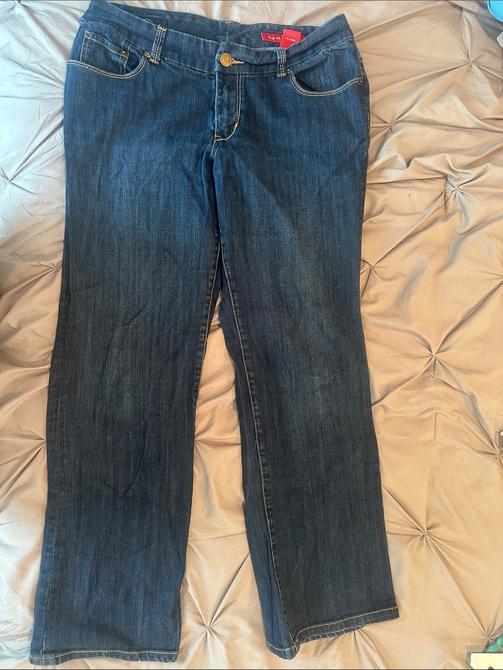 Seven7 Denim Boot Cut Jeans in Blue with Red Brand Tag